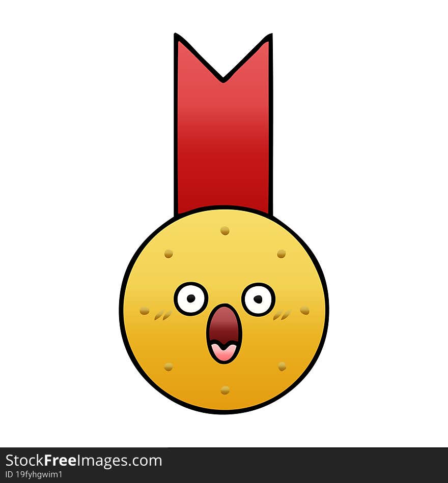 gradient shaded cartoon gold medal