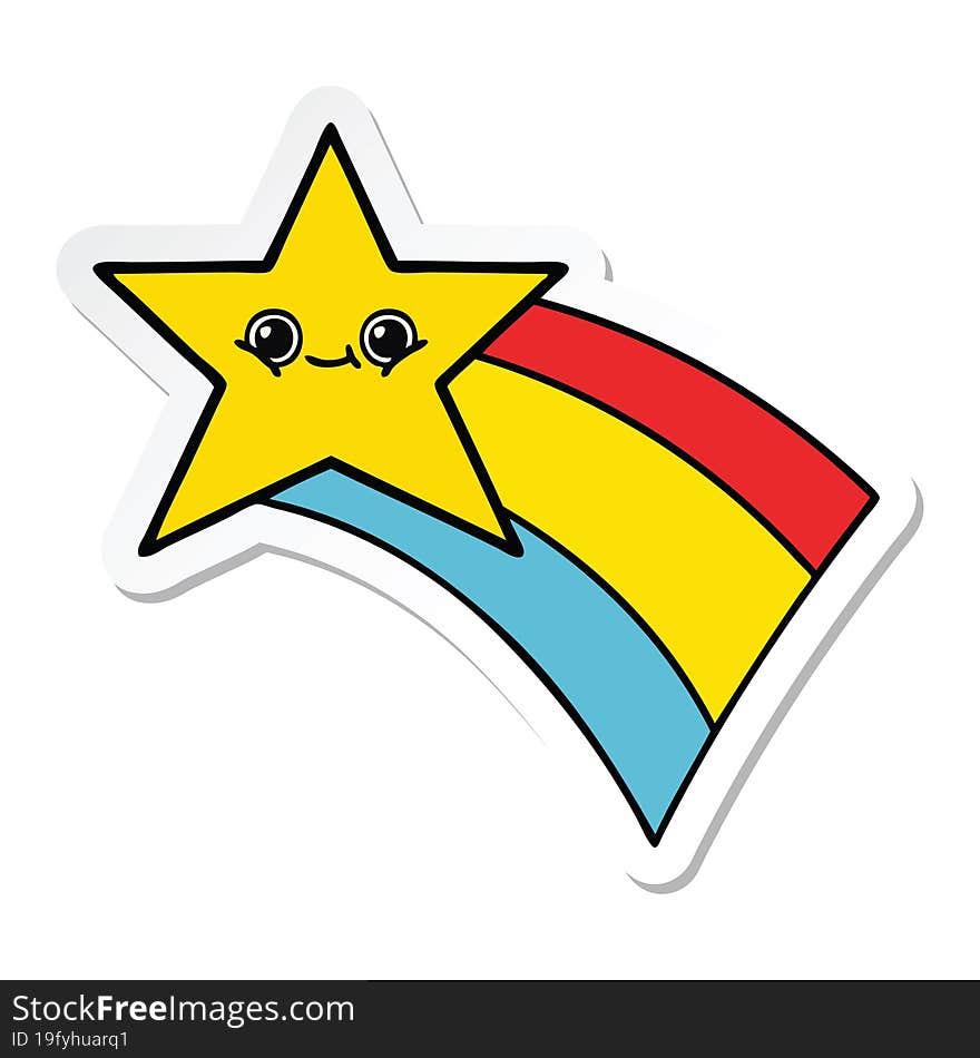 sticker of a cute cartoon shooting rainbow star