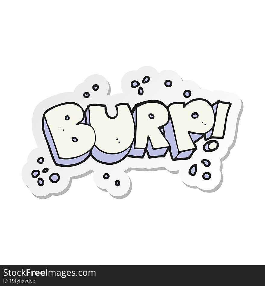 sticker of a cartoon burp text