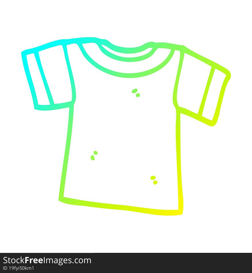 cold gradient line drawing cartoon tee shirt