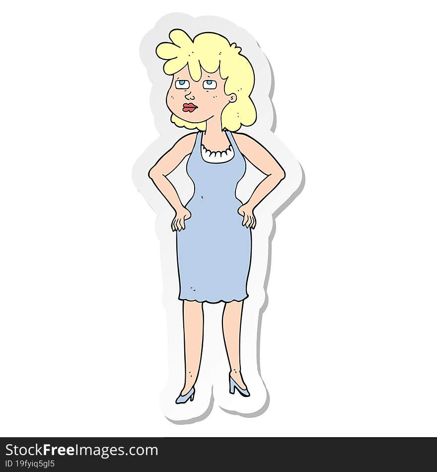 sticker of a cartoon annoyed woman