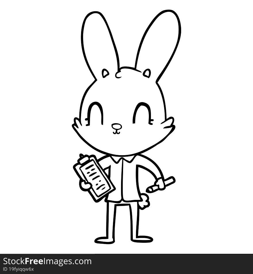 cute cartoon rabbit with clipboard. cute cartoon rabbit with clipboard