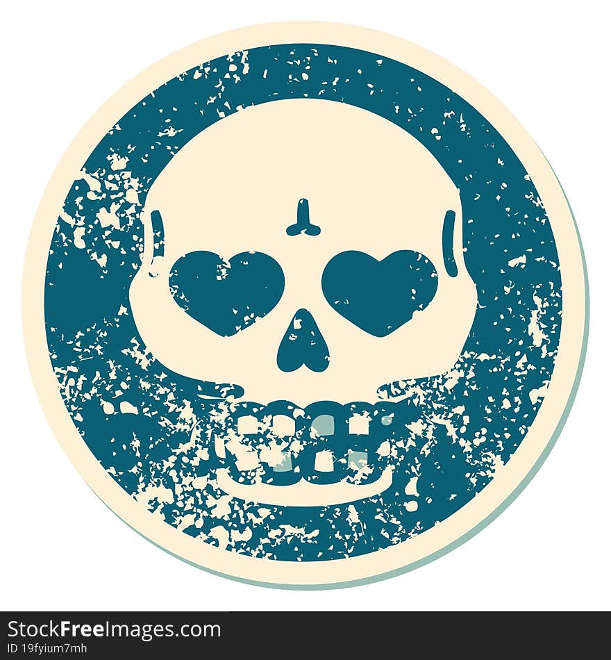 distressed sticker tattoo style icon of a skull