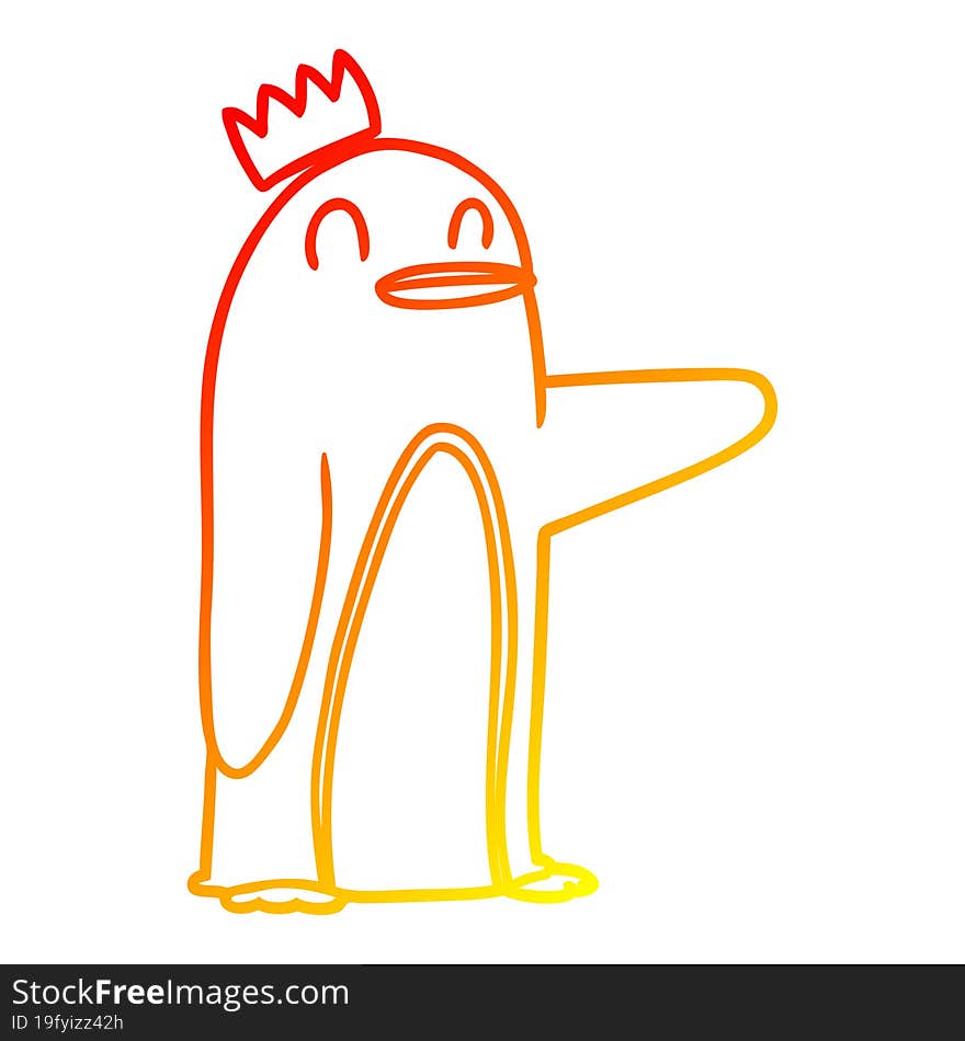 warm gradient line drawing cartoon emperor penguin