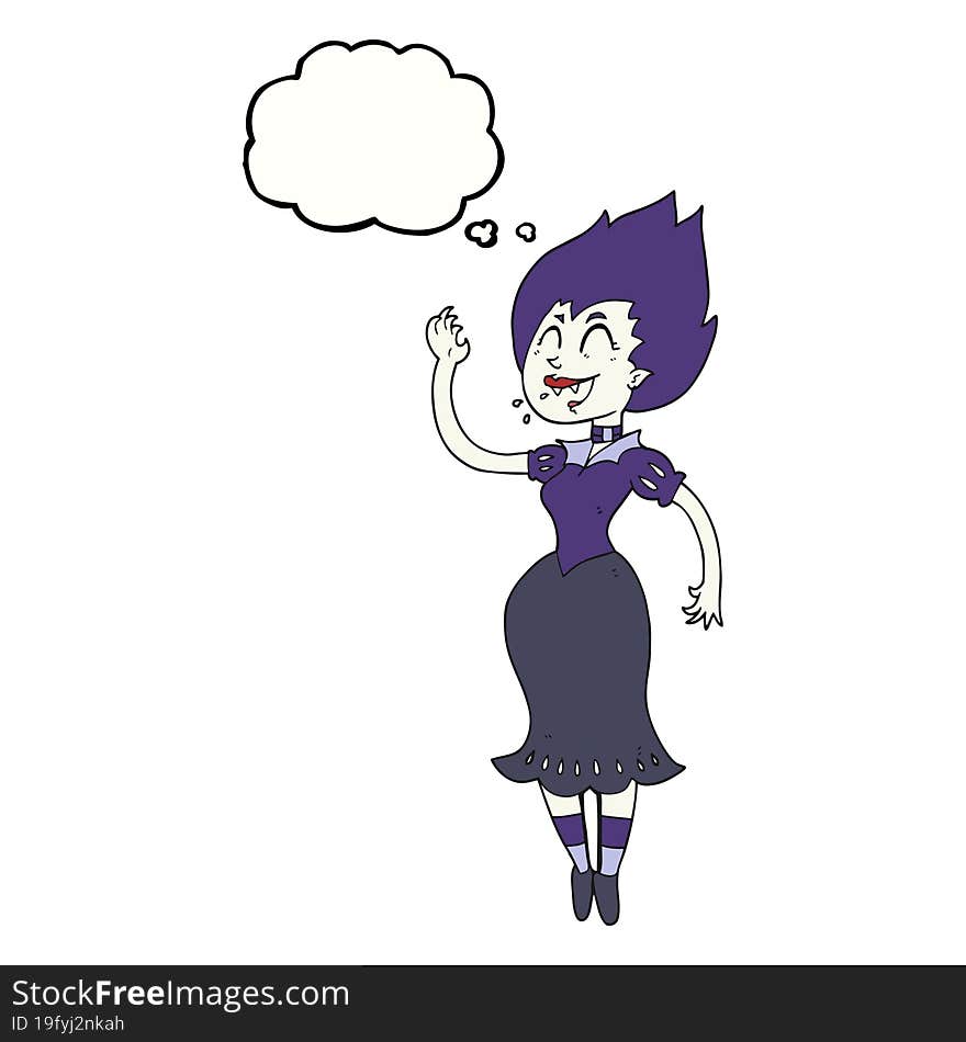 freehand drawn thought bubble cartoon vampire girl