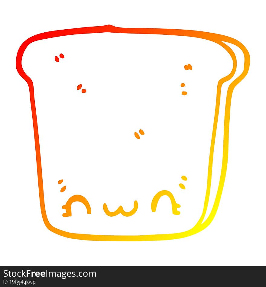 warm gradient line drawing cartoon slice of bread