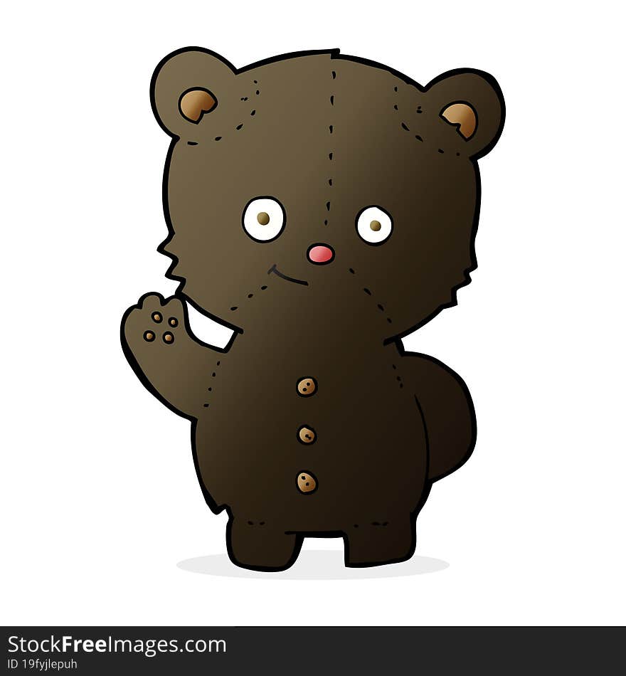 cartoon waving black bear cub