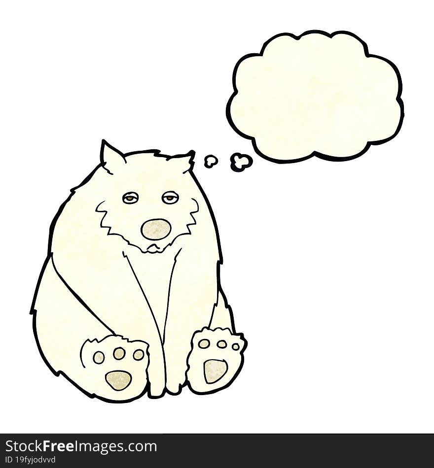 cartoon unhappy polar bear with thought bubble