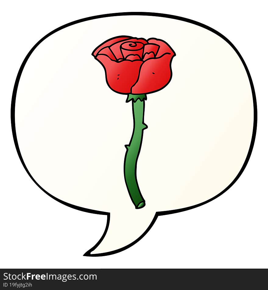 cartoon flower and speech bubble in smooth gradient style