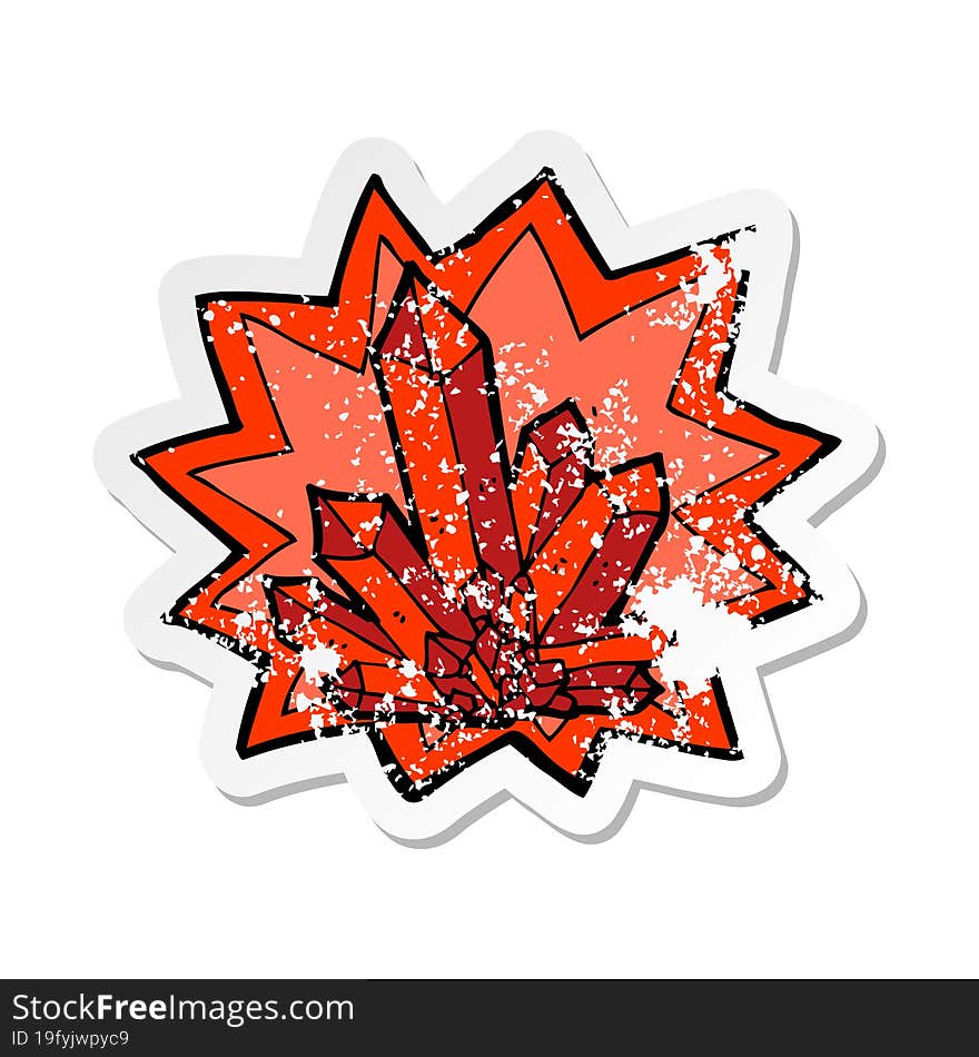 retro distressed sticker of a cartoon crystals