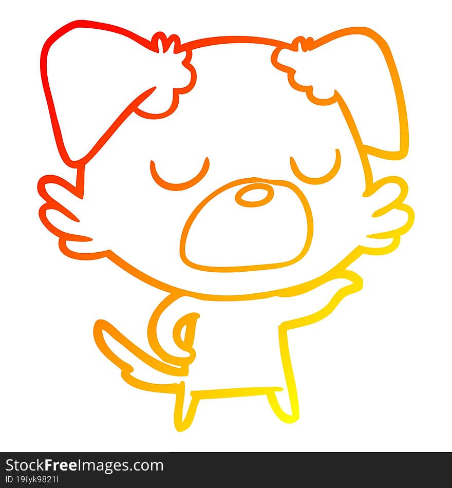 warm gradient line drawing cartoon dog