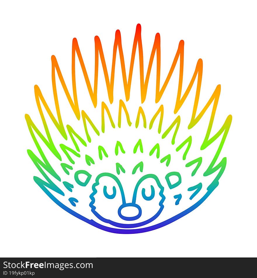 rainbow gradient line drawing cartoon spiky hedgehog