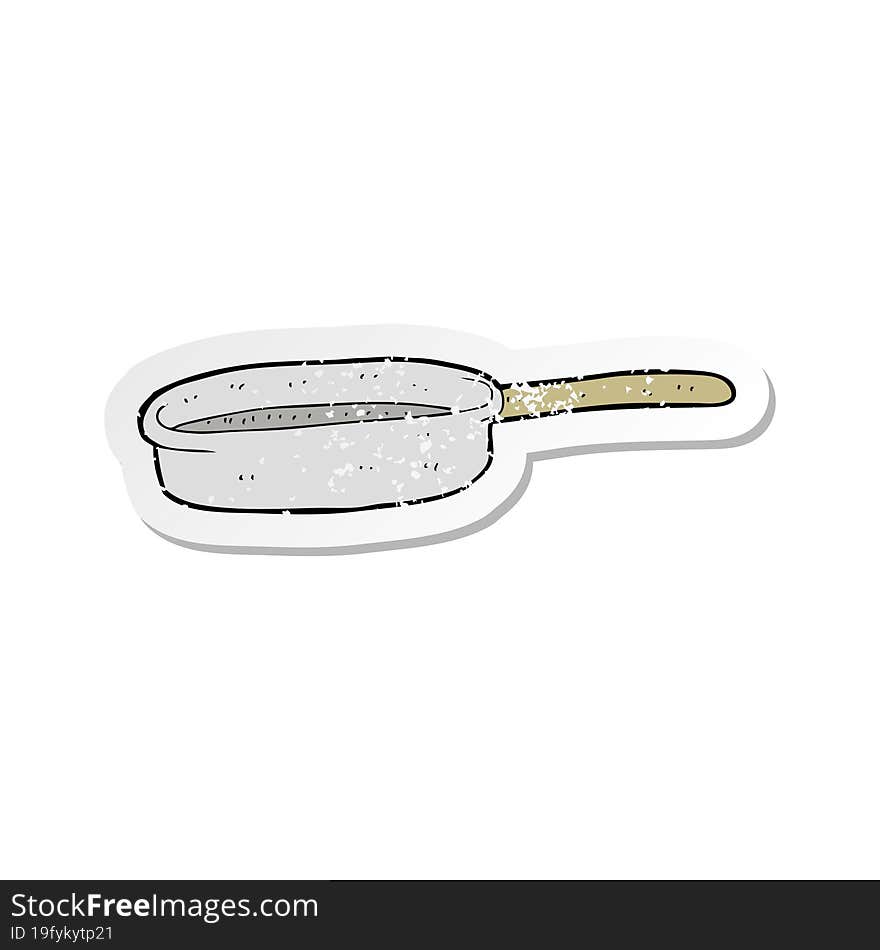 retro distressed sticker of a cartoon frying pan