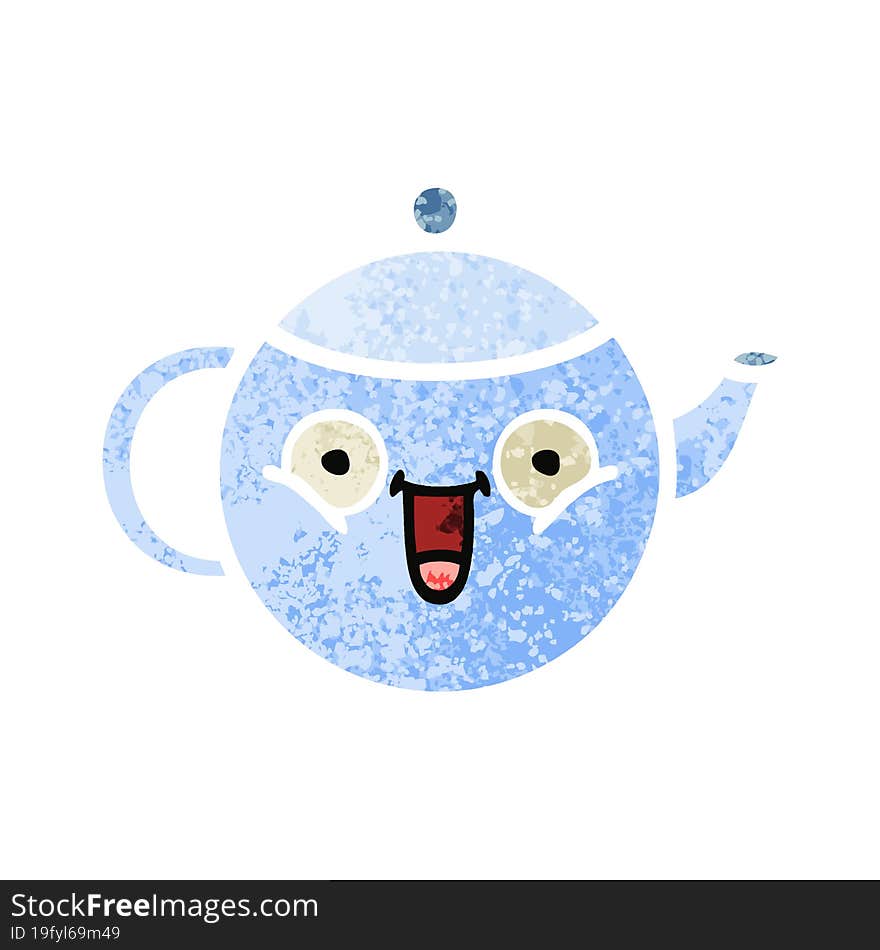 retro illustration style cartoon teapot