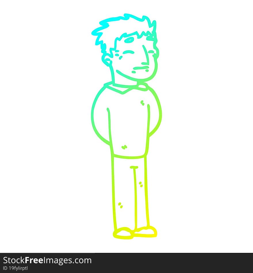 cold gradient line drawing cartoon man standing