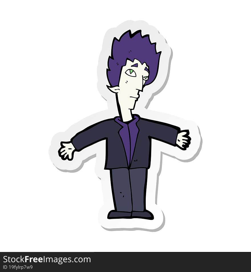 sticker of a cartoon vampire man