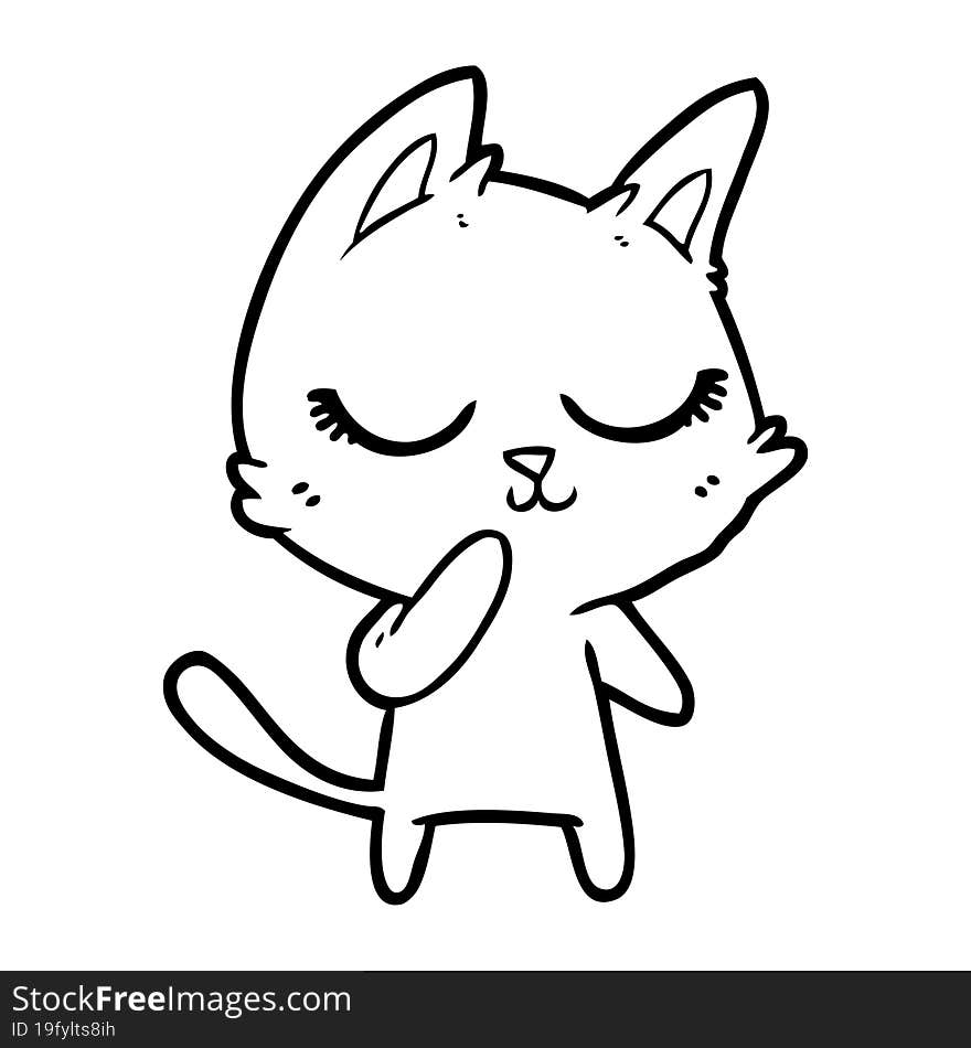 calm cartoon cat considering. calm cartoon cat considering