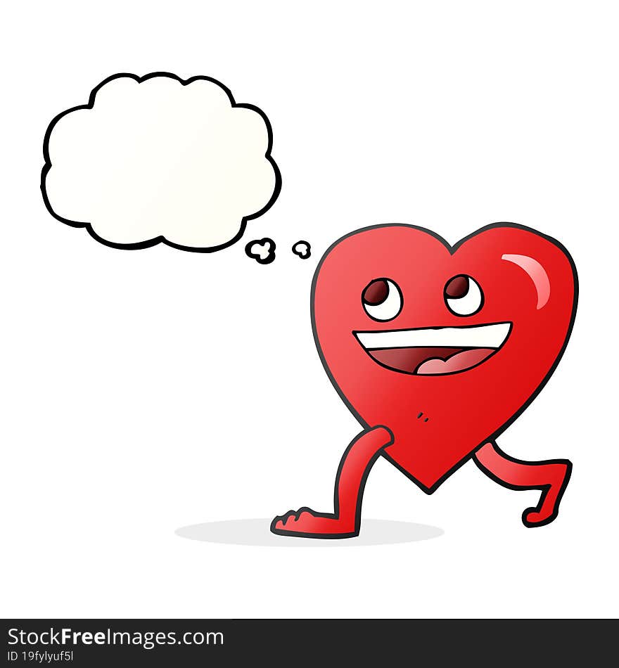 Thought Bubble Cartoon Walking Heart