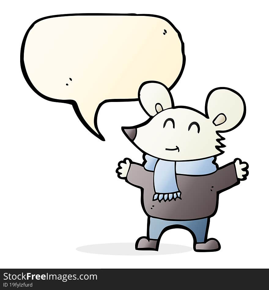 cartoon mouse with speech bubble