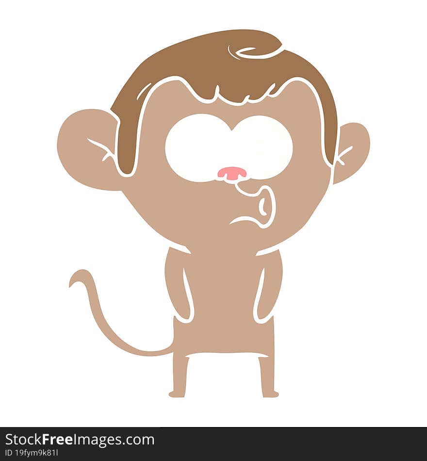 flat color style cartoon hooting monkey