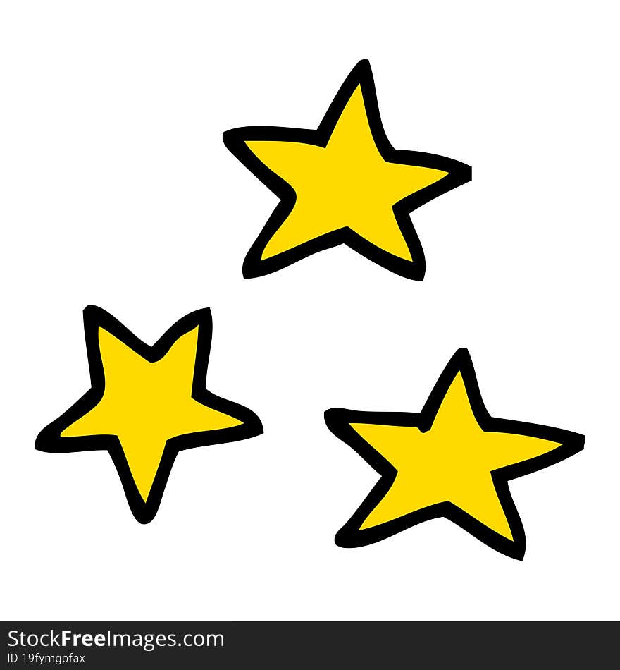 hand drawn doodle style cartoon of three stars