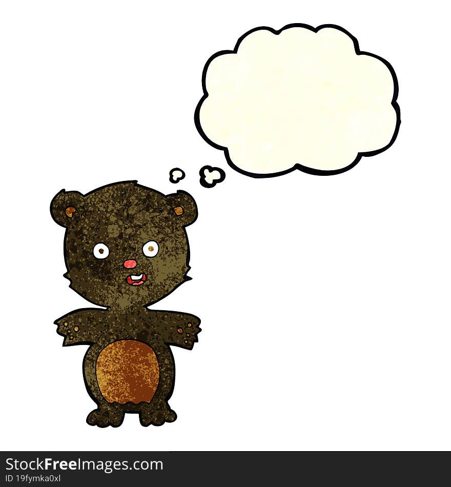 Cute Black Bear Cartoon With Thought Bubble