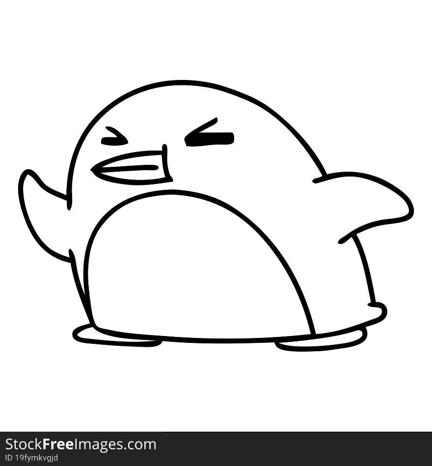 line drawing kawaii of a cute penguin