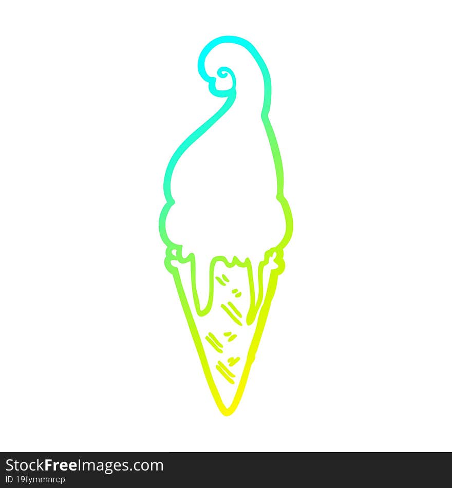 cold gradient line drawing cartoon ice cream