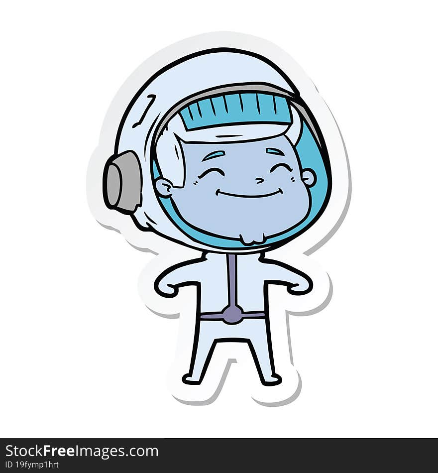 sticker of a happy cartoon astronaut