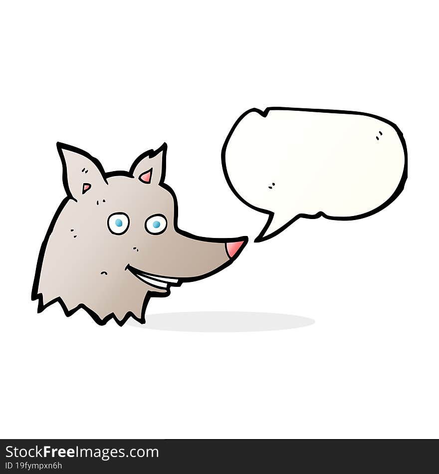 Cartoon Wolf Head With Speech Bubble