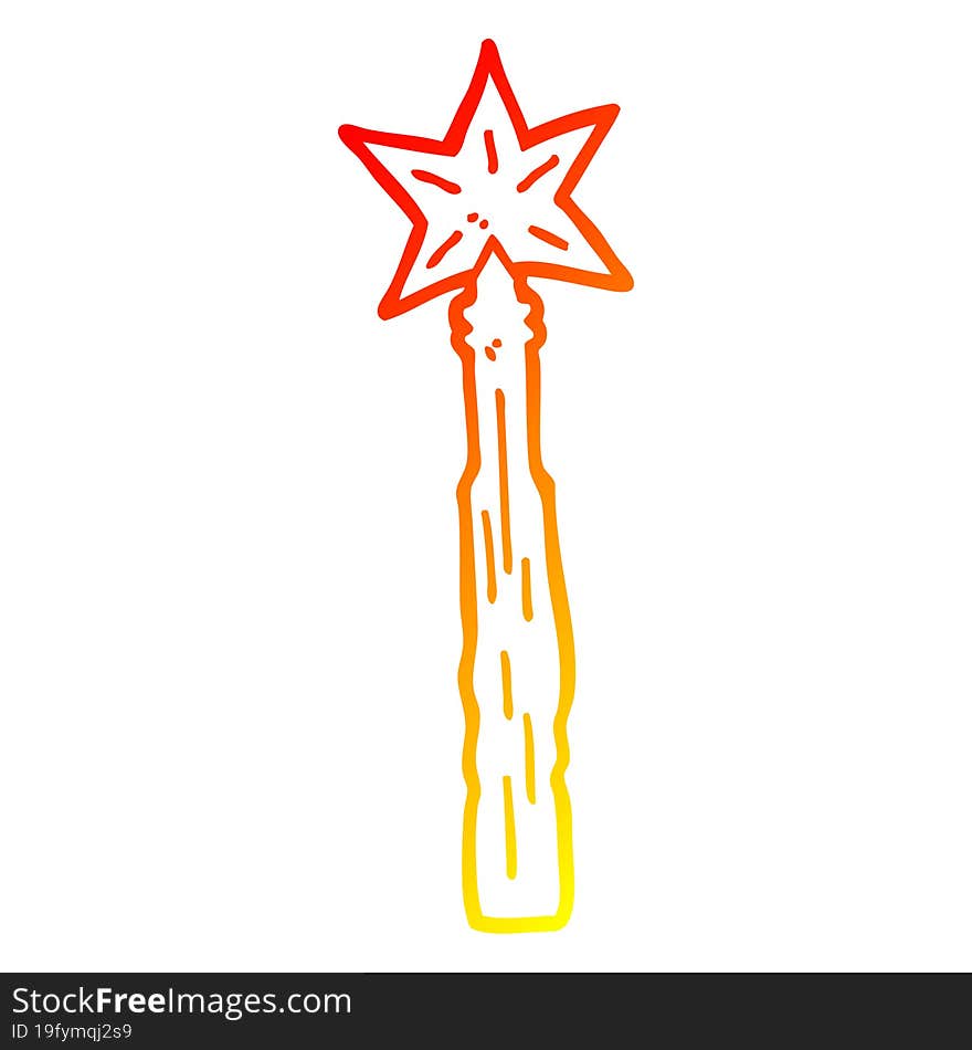 warm gradient line drawing of a cartoon magic wand