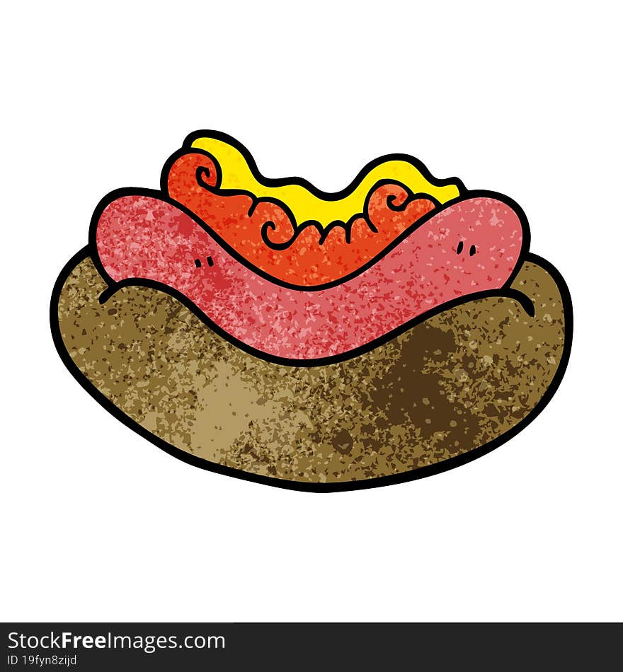 cartoon doodle hotdog in a bun