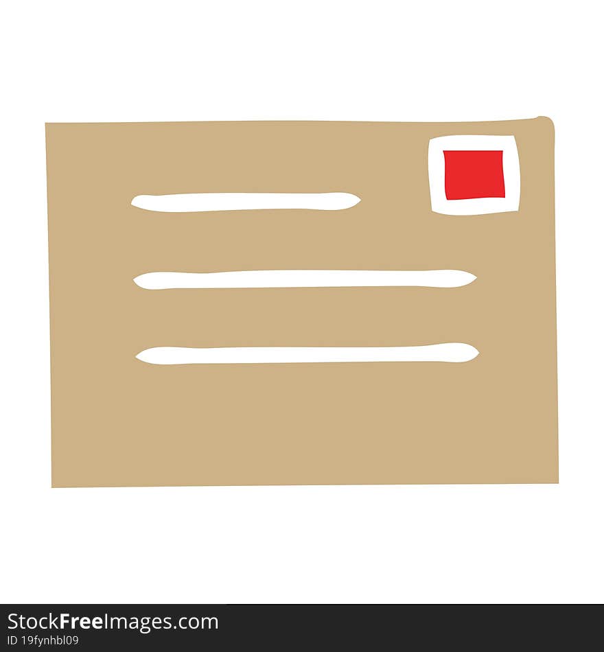 flat color retro cartoon paper envelope