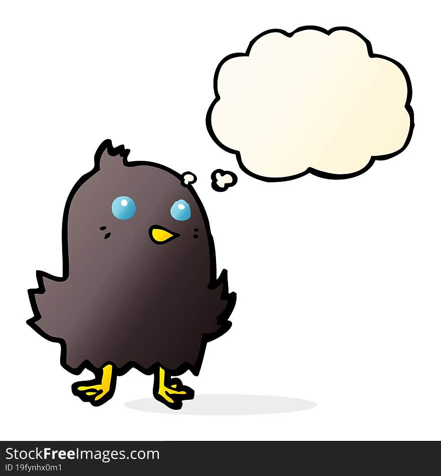 cartoon bird with thought bubble