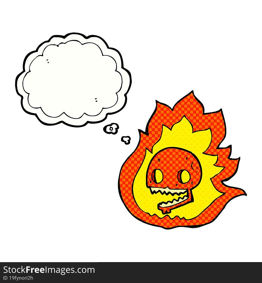 thought bubble cartoon burning skull