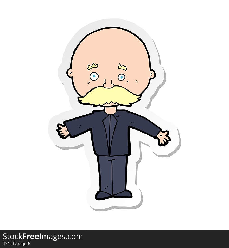 sticker of a cartoon man with mustache