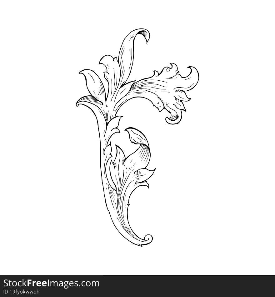 traditional hand drawn floral swirl