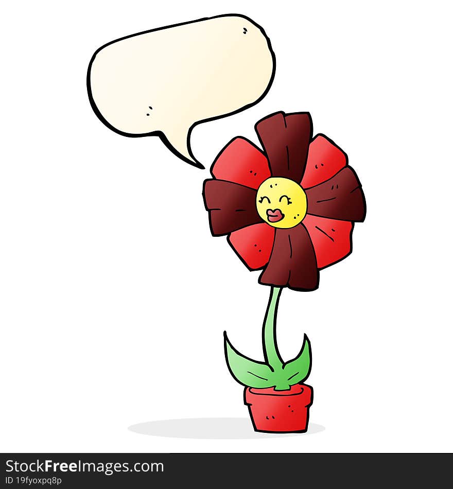 Cartoon Flower With Speech Bubble