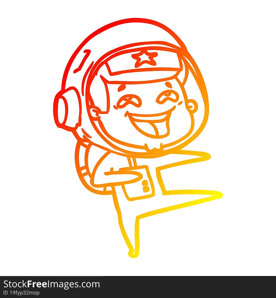 warm gradient line drawing cartoon laughing astronaut