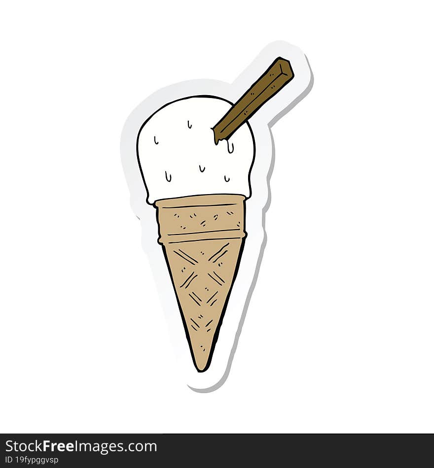 sticker of a cartoon ice cream