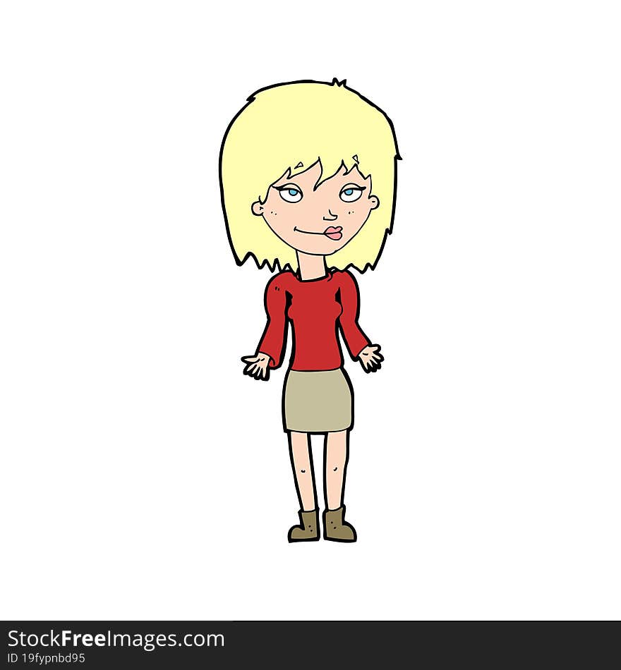 cartoon woman shrugging shoulders