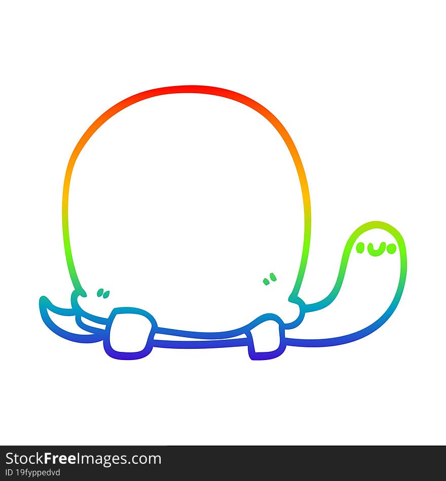 rainbow gradient line drawing of a cute cartoon tortoise