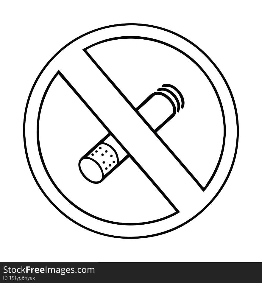 line drawing cartoon no smoking allowed sign