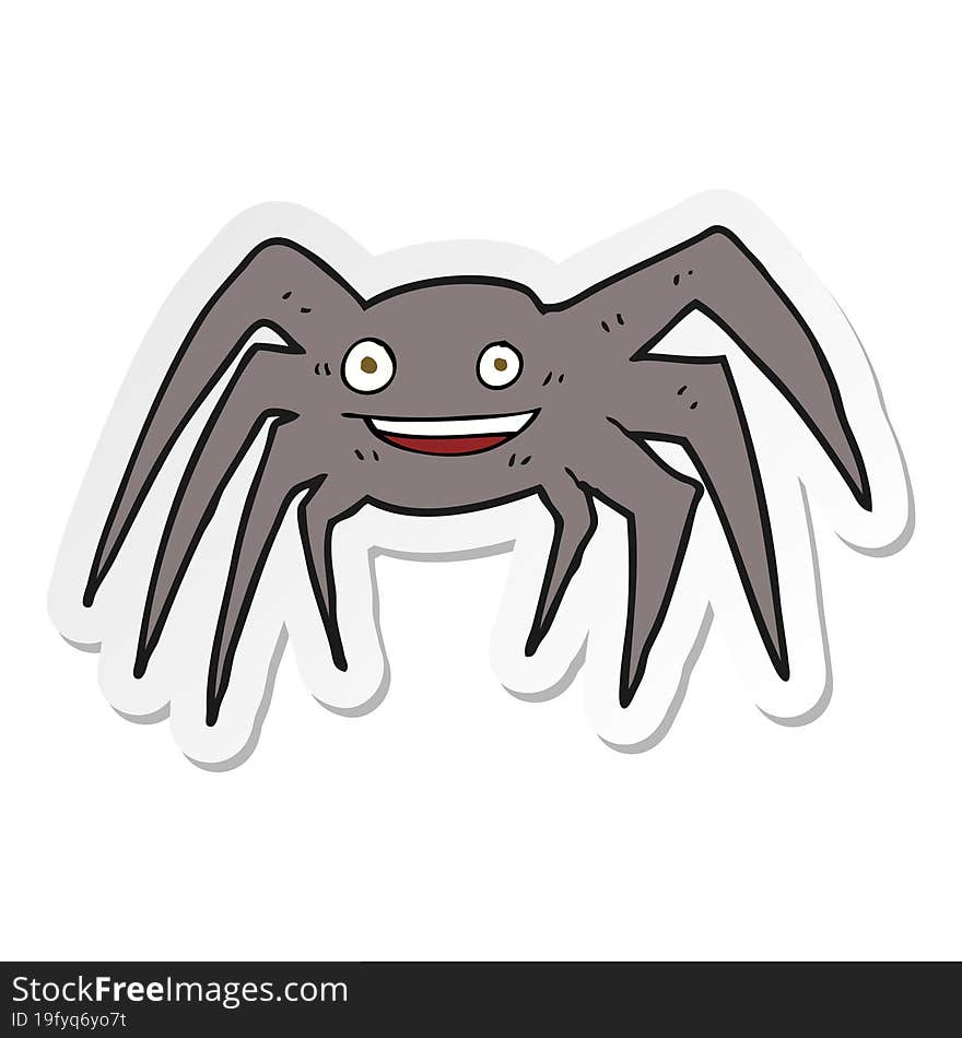 sticker of a cartoon happy spider