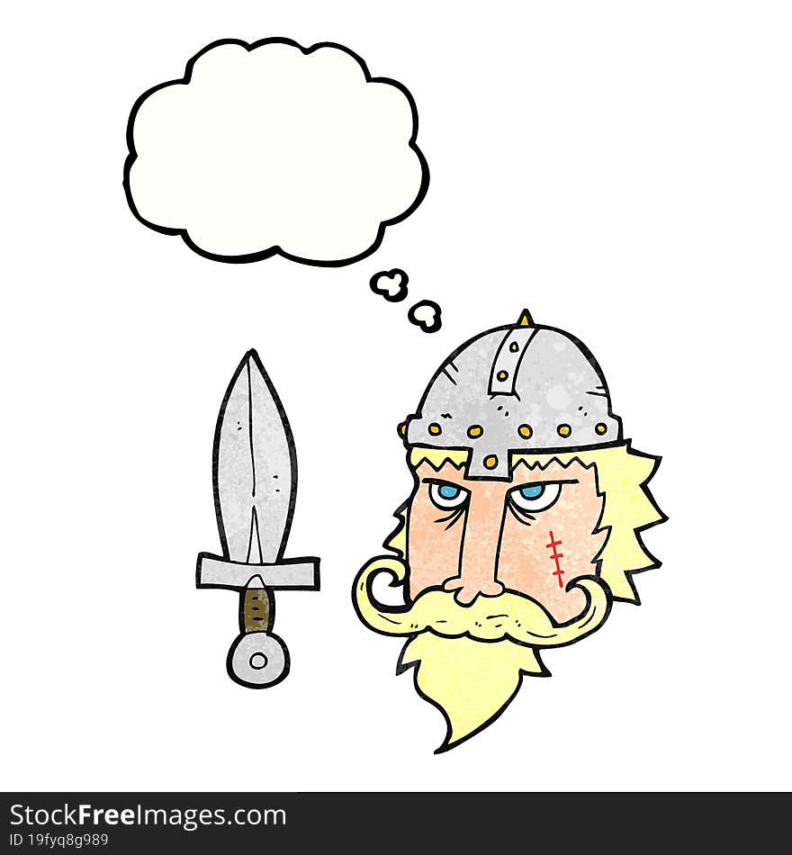 Thought Bubble Textured Cartoon Viking Warrior