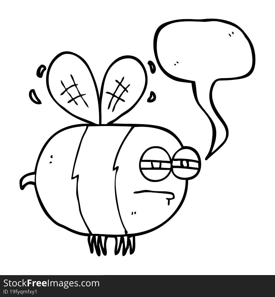 freehand drawn speech bubble cartoon unhappy bee