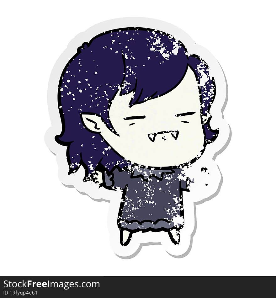 distressed sticker of a cartoon undead vampire girl