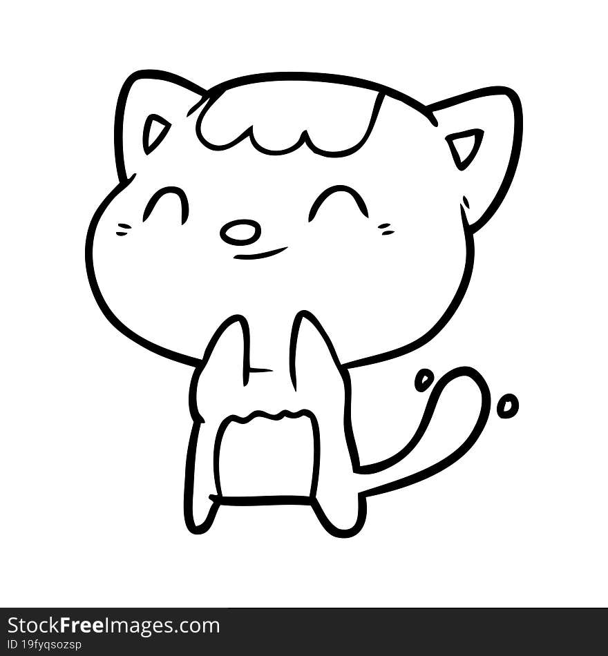 cute line drawing of a happy little cat. cute line drawing of a happy little cat