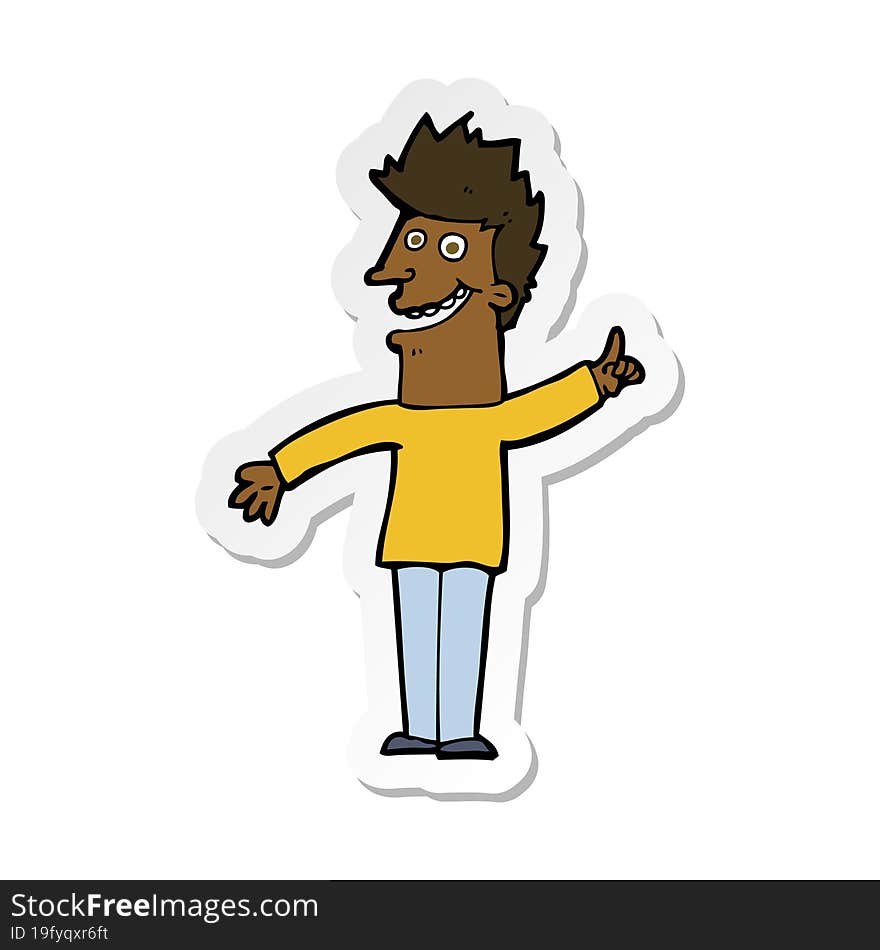 sticker of a cartoon happy man