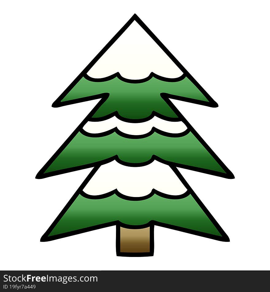 gradient shaded cartoon snow covered tree